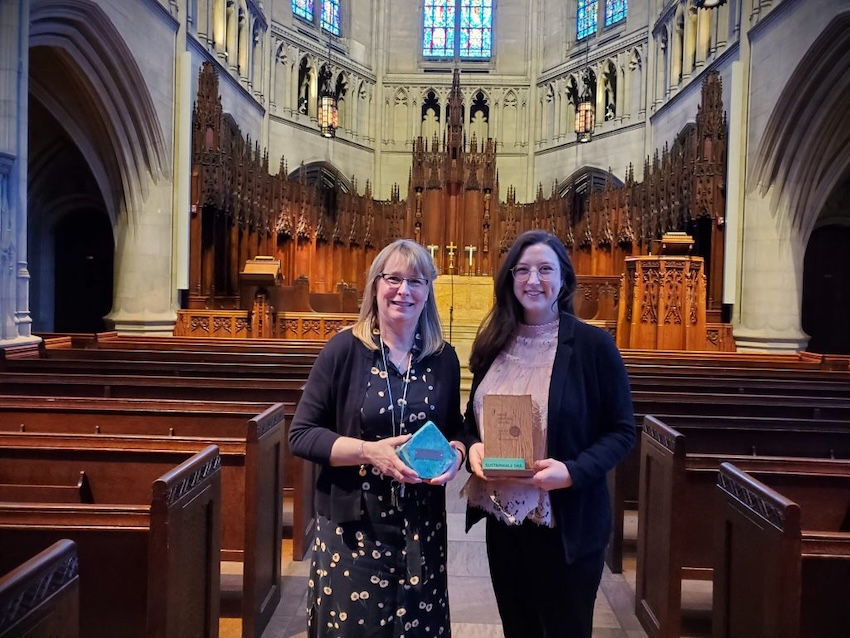 Karen Sebolt and Brynne Bashioum in Heinz Chapel