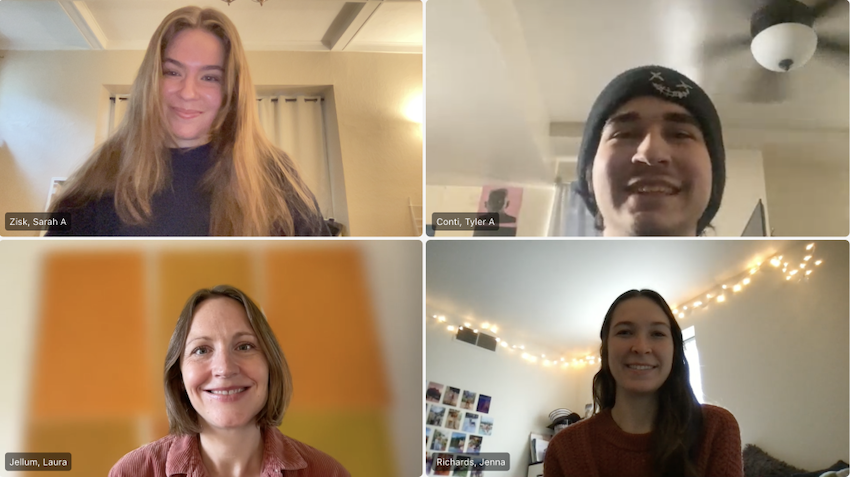 Students and staff on a zoom call