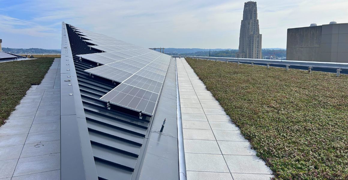 Rooftop solar on top of the Rec and Wellness Center