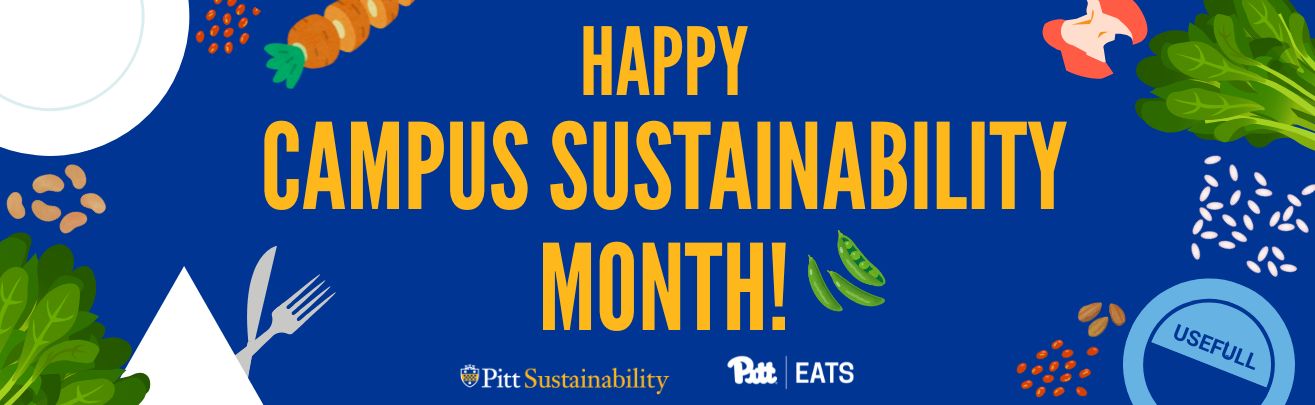 Graphic that says Happy Campus Sustainability Month