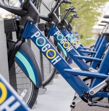 POGOH bikes parked at a station